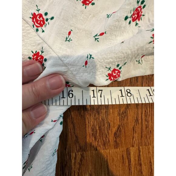 Cider Women's Floral Bubble Sleeve Knot Front Cropped Blouse White Size XL - Picture 8 of 9